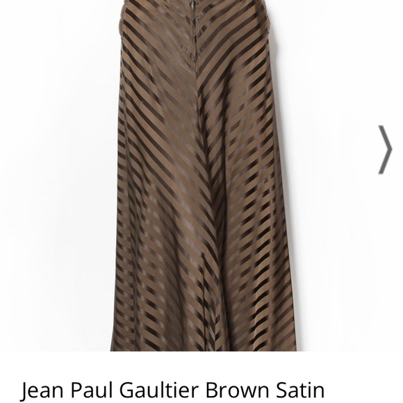 Vintage Jean Paul Gaultier Green Satin Chevron Maxi Skirt size 10 - Picture 8 of 13